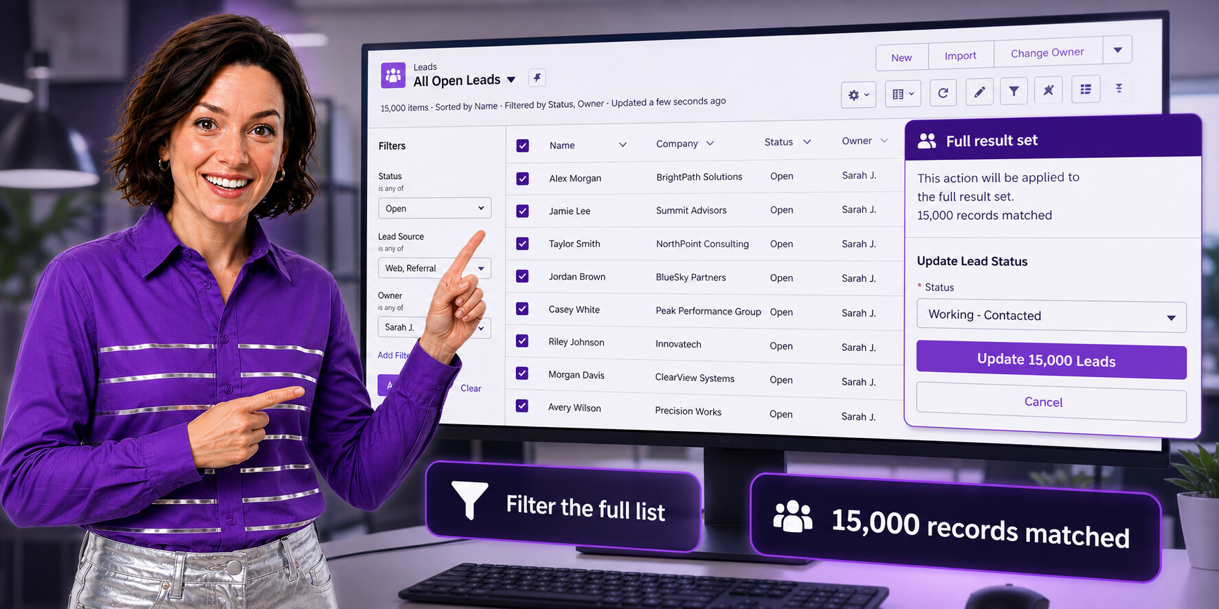 Filter 15,000 Salesforce records before a mass update