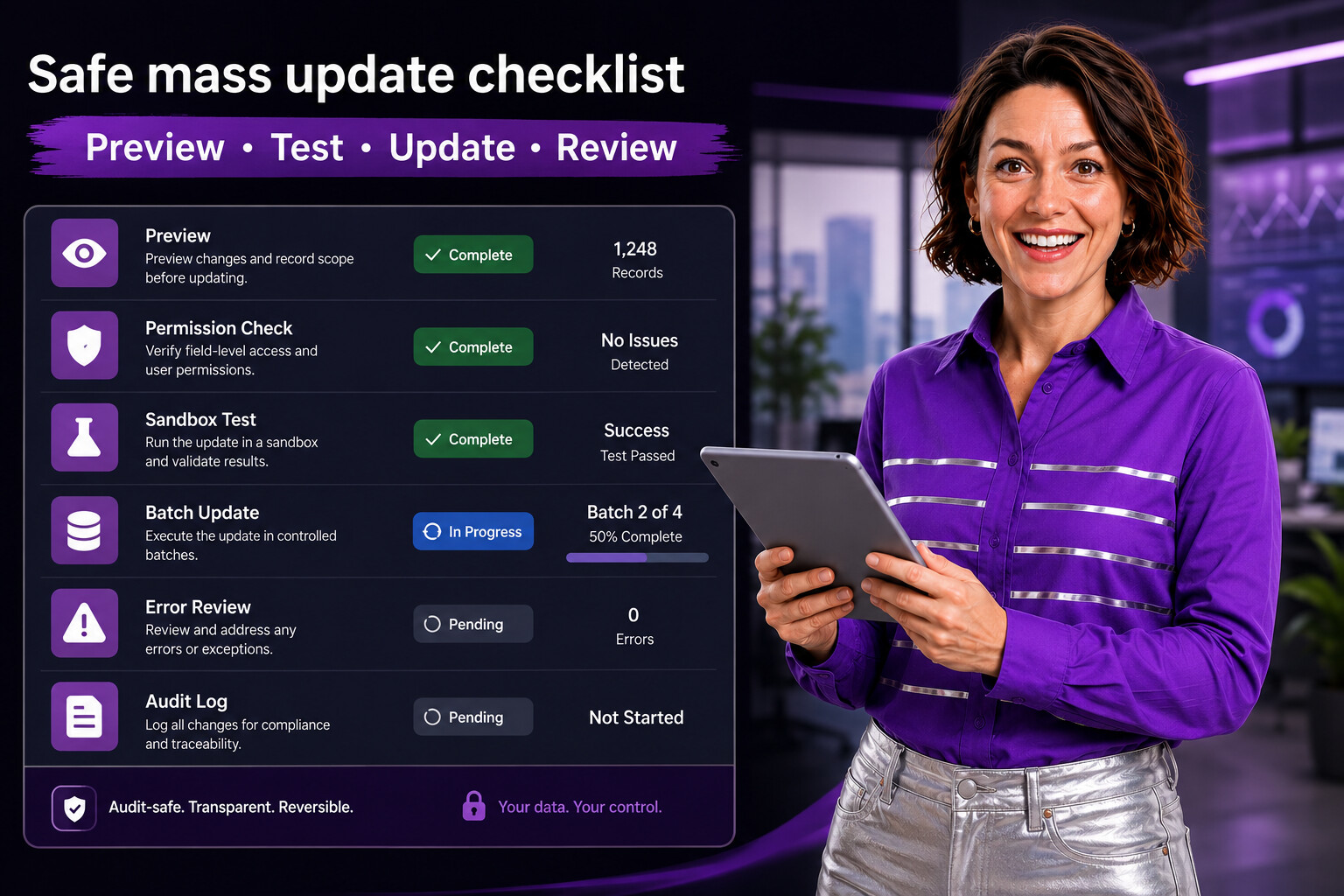Safe mass update checklist for Salesforce admins