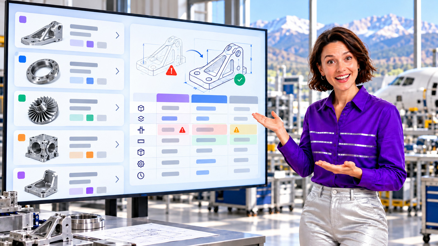 Presenter illustrating aerospace part and quote-line data quality