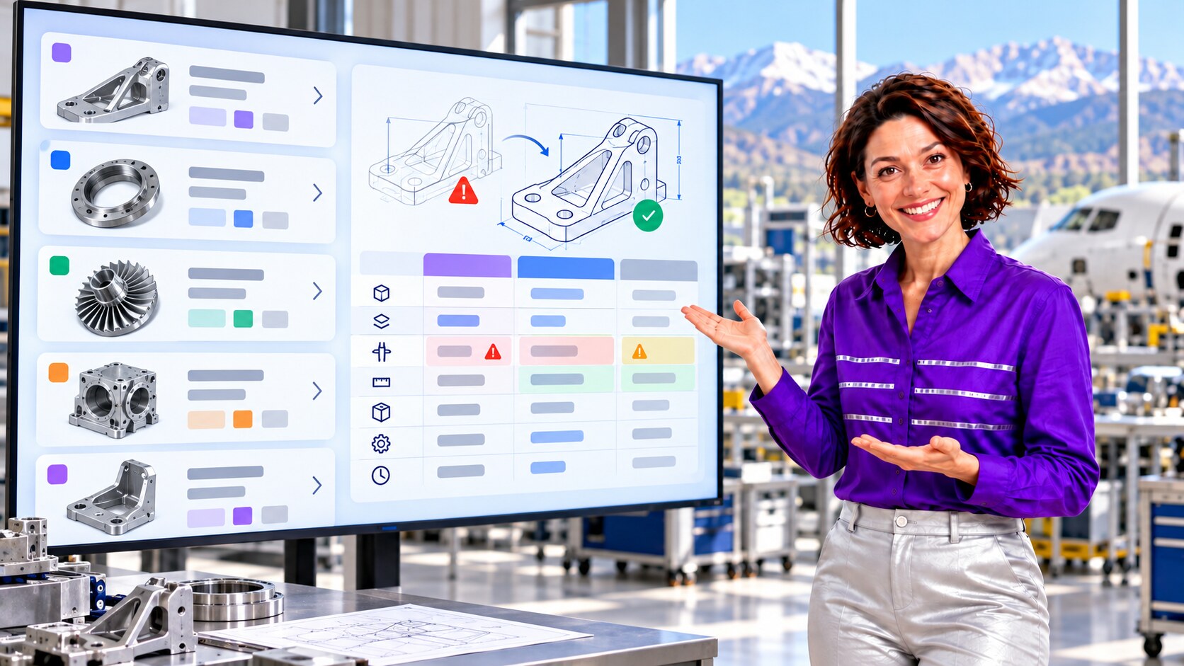 Presenter illustrating aerospace part and quote-line data quality
