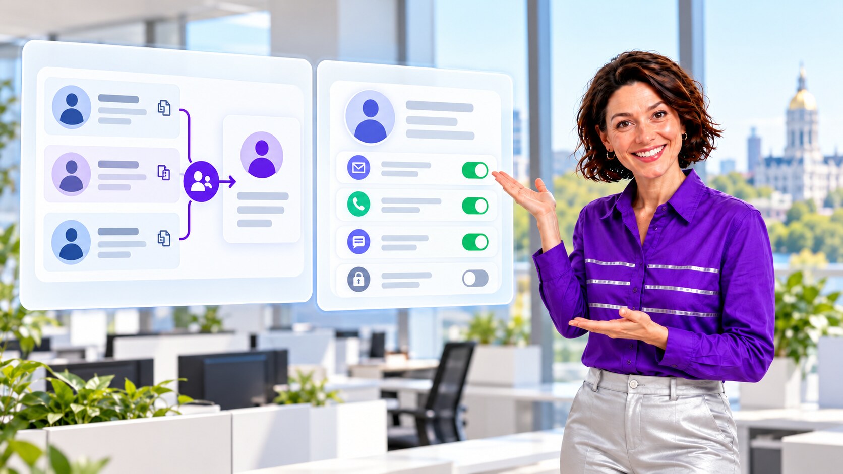 Presenter illustrating duplicate insurance Contacts and preference review