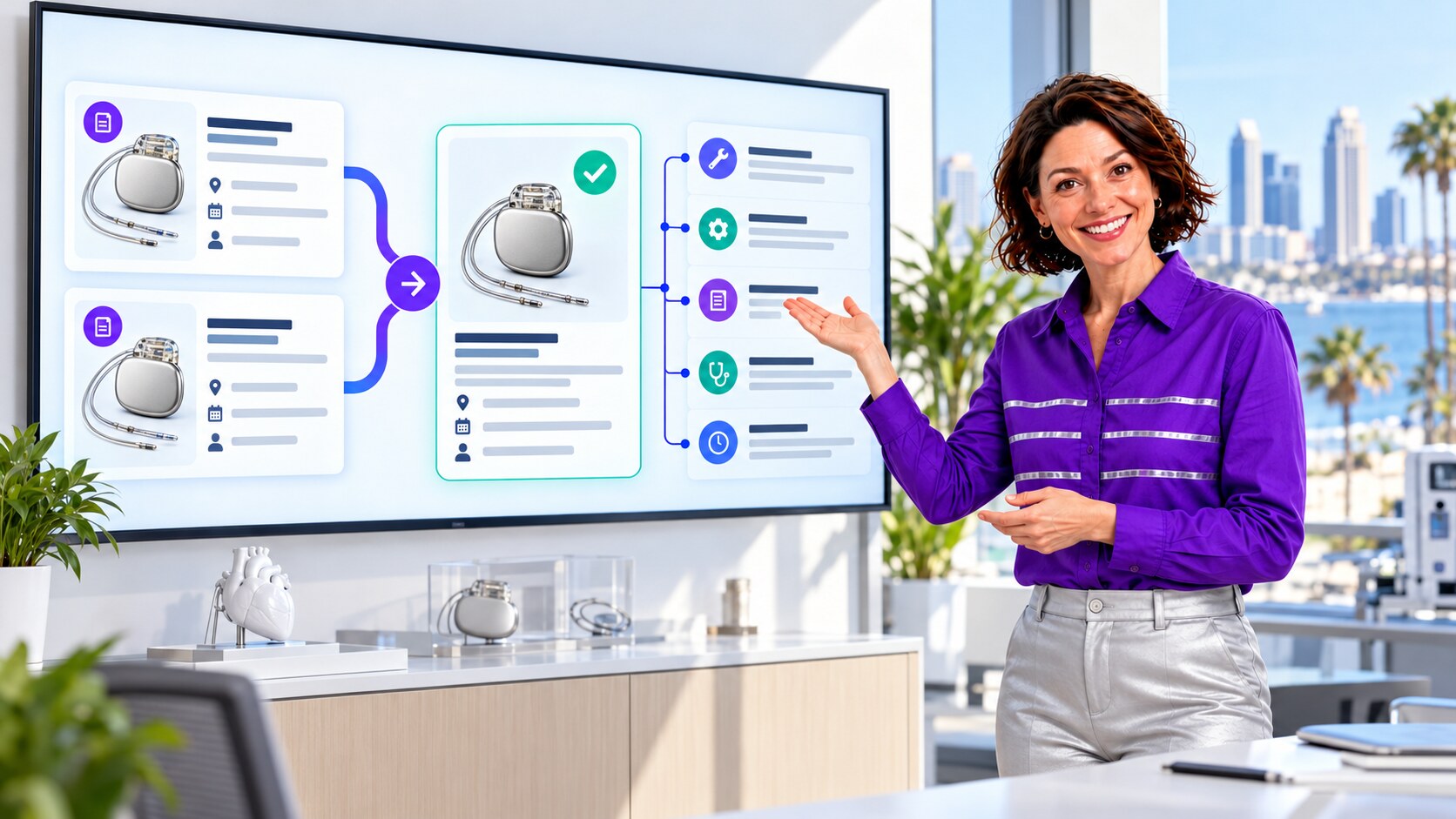 Presenter showing two illustrative device records consolidated into one verified installed-device history