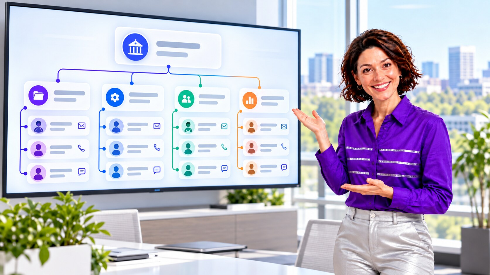 Presenter illustrating an agency Account hierarchy with distinct child offices